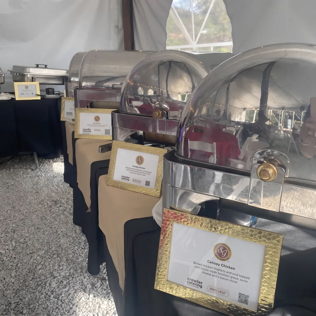 Catering team preparing a customized event buffet