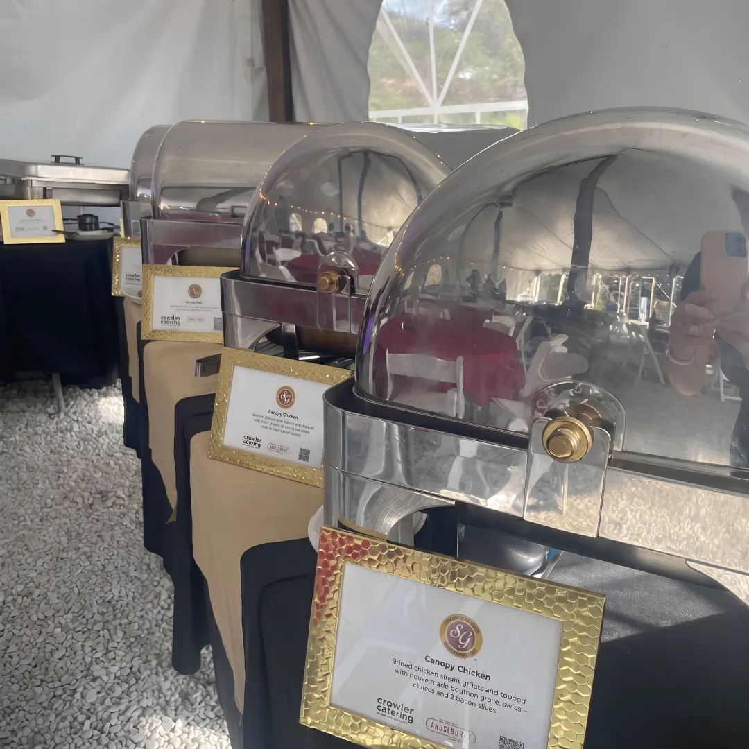 Caterer arranging a buffet and cocktail service