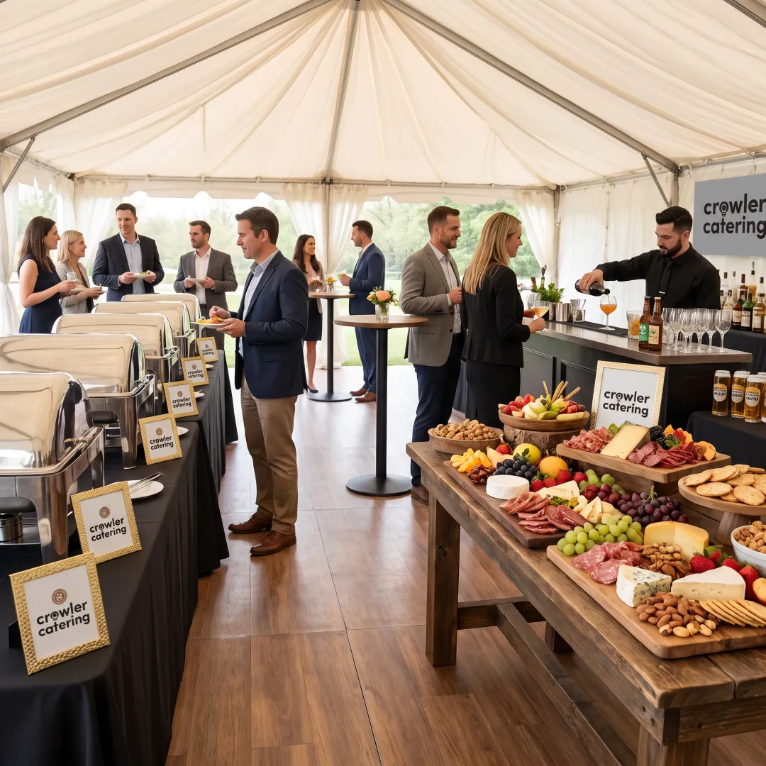 Catered buffet and mobile bar at a Louisville event