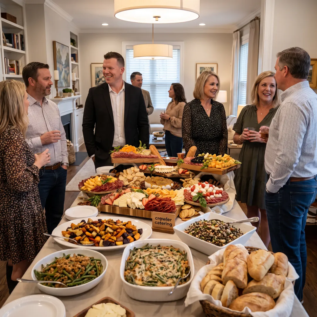 Elegant catered spread at a Louisville home gathering
