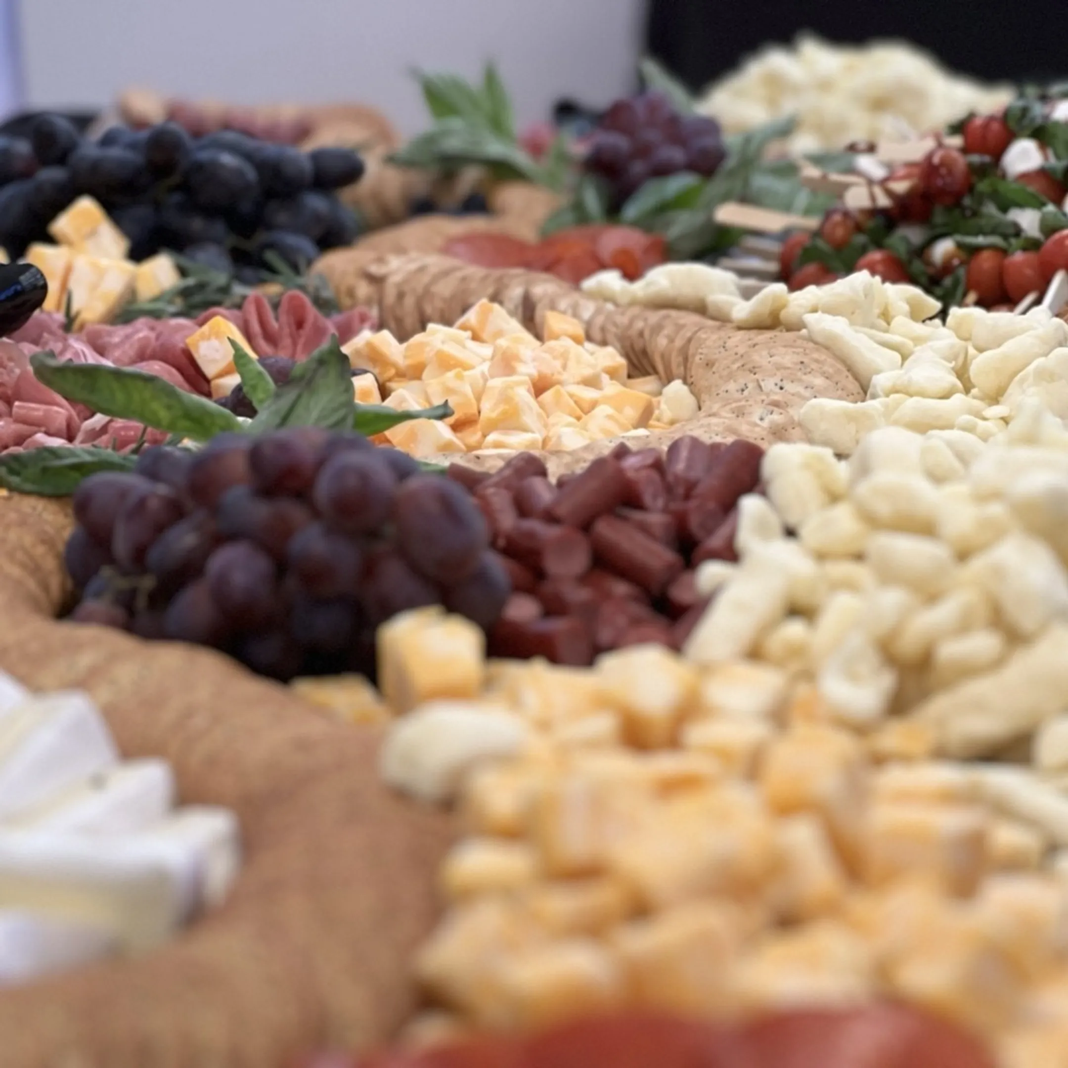 Guests enjoying a catered grazing station