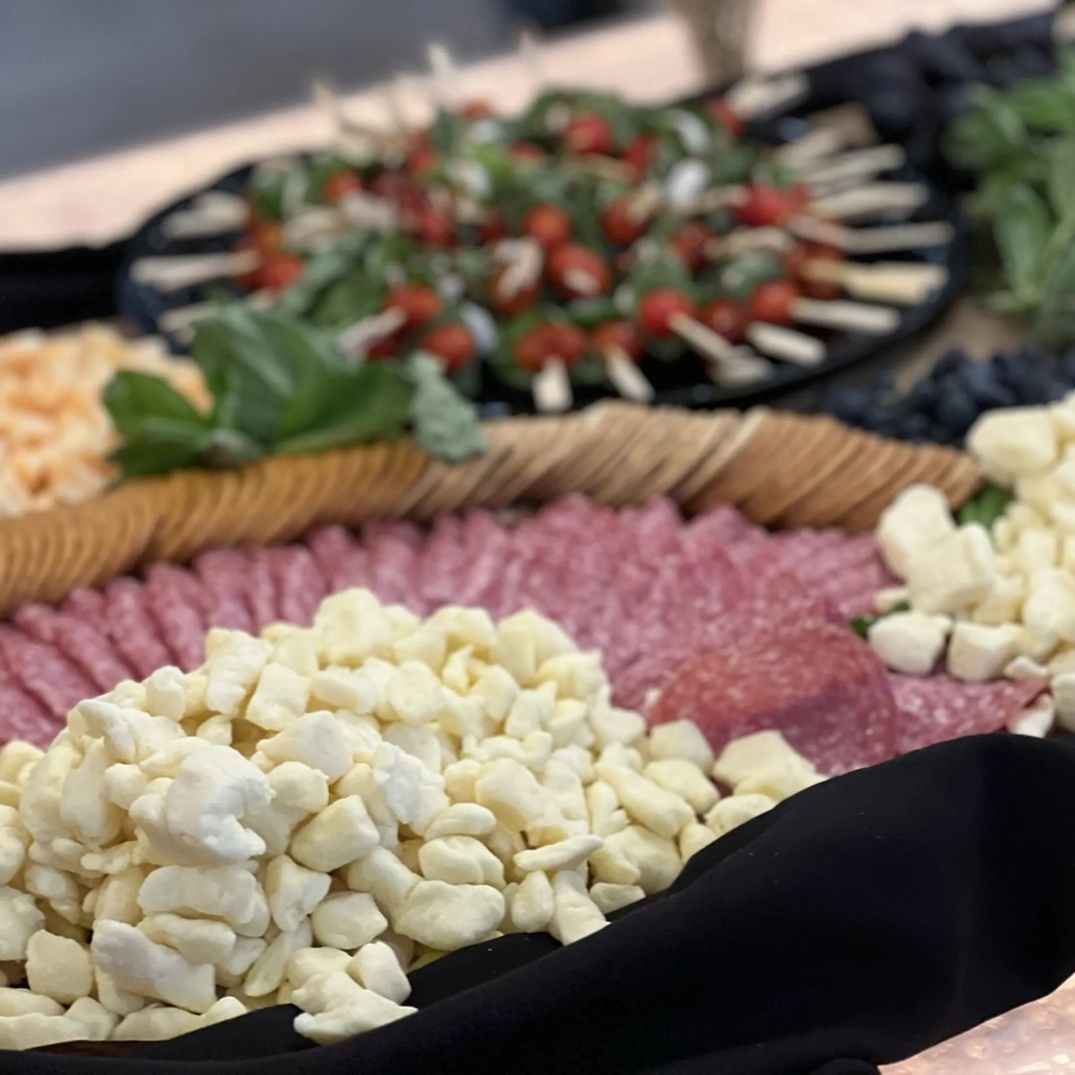 Caterer arranging dinner buffet