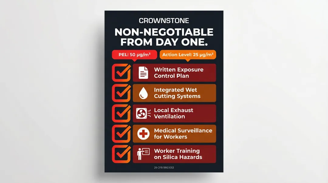 OSHA silica dust compliance requirements checklist for stone fabrication shops