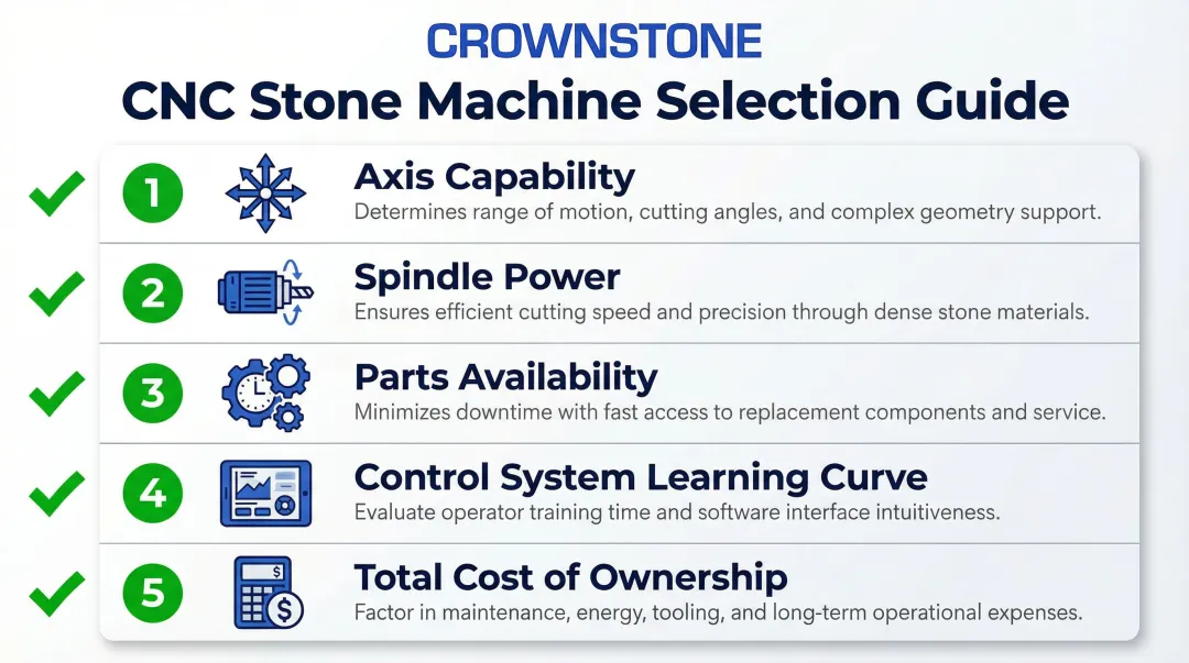 5-point CNC stone machine evaluation checklist for fabrication shop buyers