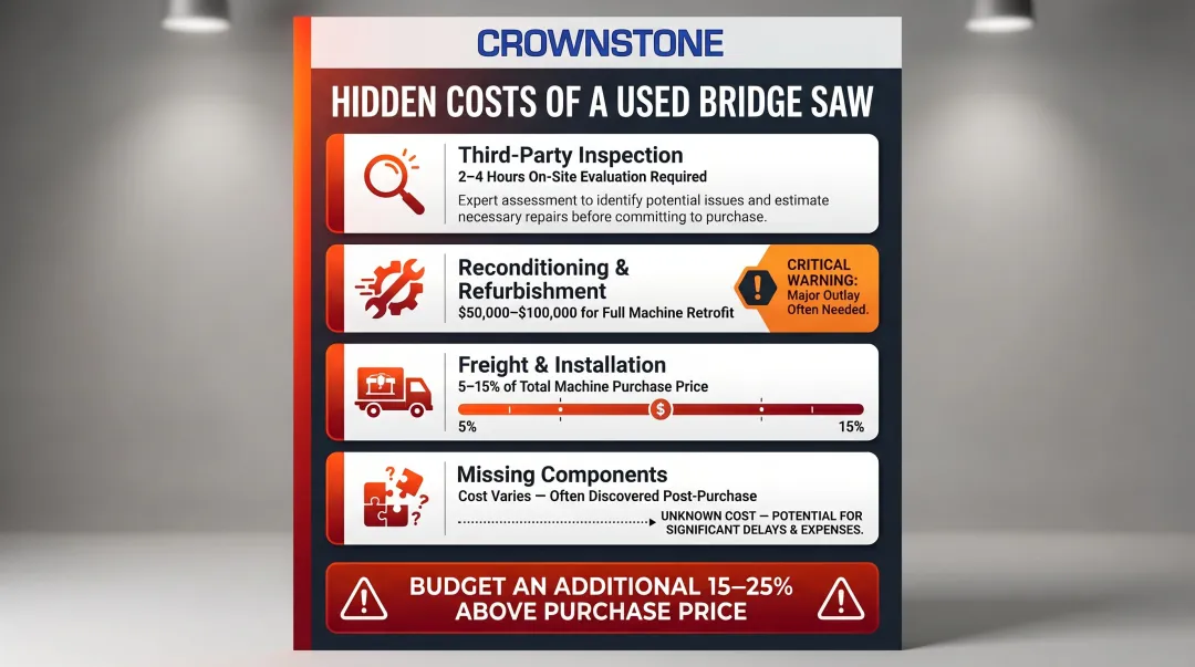 Four hidden cost categories when purchasing a used bridge saw breakdown