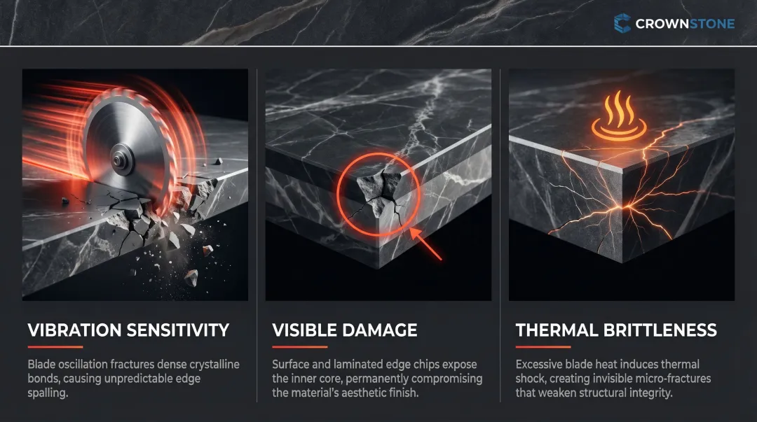 Three key sintered stone cutting challenges vibration chipping and thermal brittleness