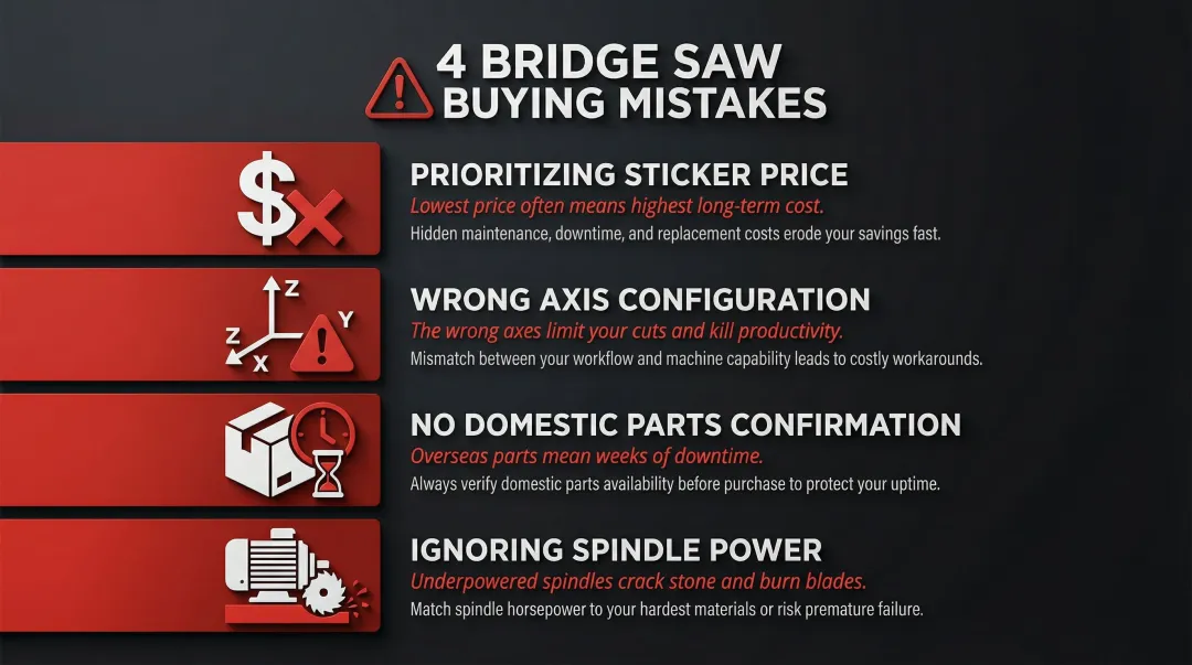 Four common bridge saw buyer mistakes to avoid when purchasing fabrication equipment