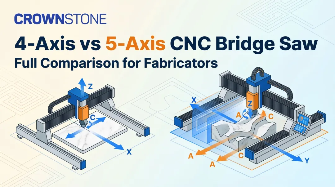 4-Axis vs 5-Axis CNC Bridge Saw: Full Comparison for Fabricators
