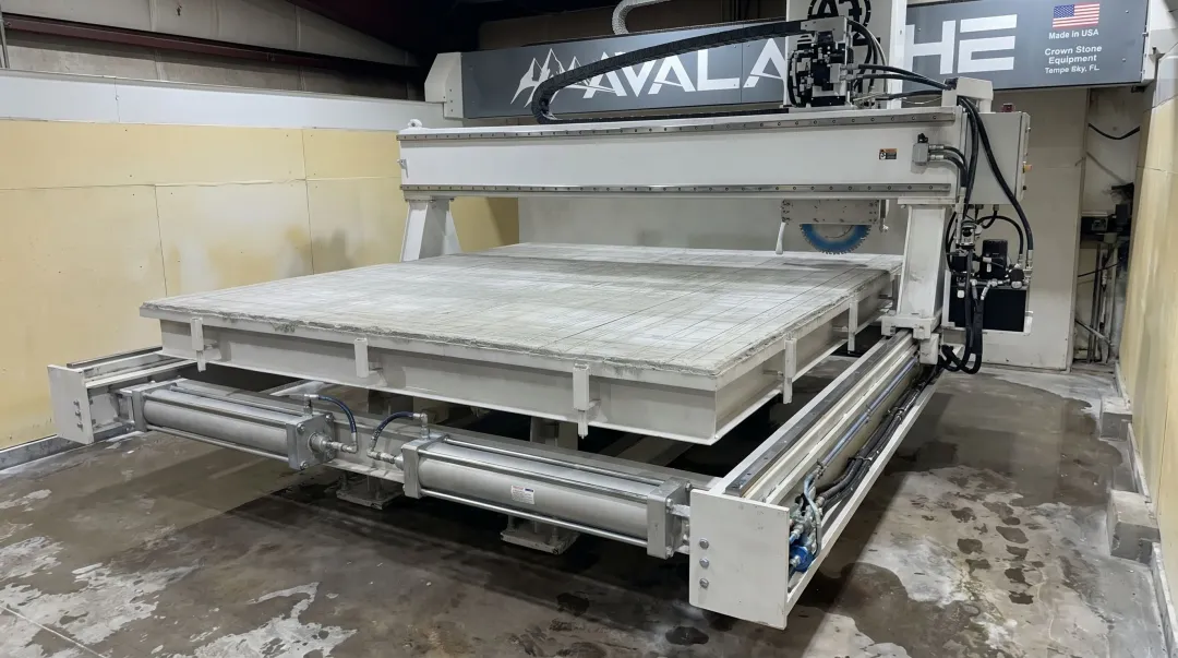Crown Stone USA bridge saw CNC-machined precision cutting table for granite fabrication