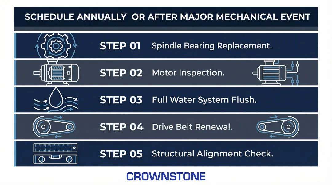 5-step flat edge polisher annual overhaul checklist process flow diagram