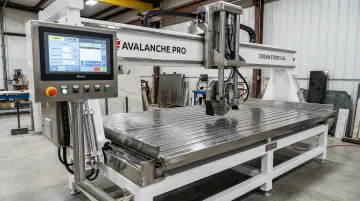 Crown Stone USA Avalanche Pro bridge saw with hydraulic lift and touchscreen controls