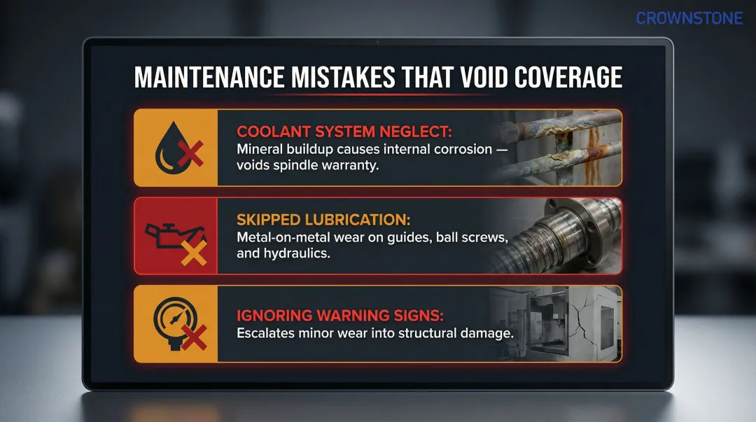 Three common bridge saw maintenance violations that void warranty coverage