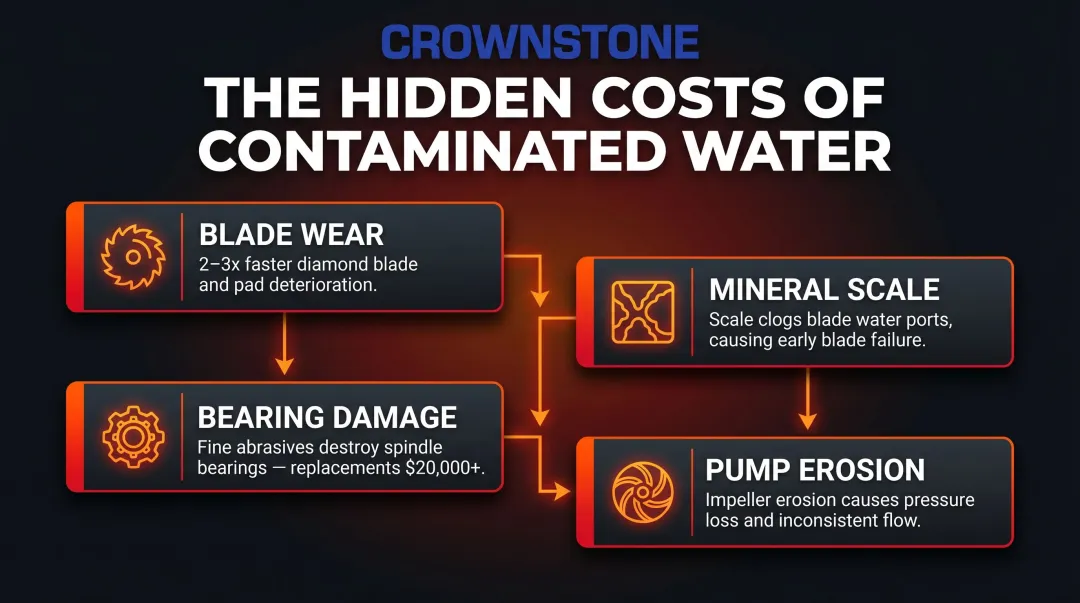 Four consequences of dirty recirculated water damaging stone fabrication equipment