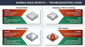 Four marble edge polishing defects causes and corrective action reference chart