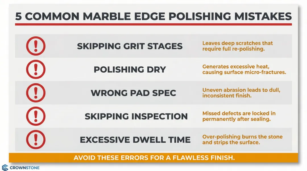 Five common marble edge polishing mistakes and how to avoid them