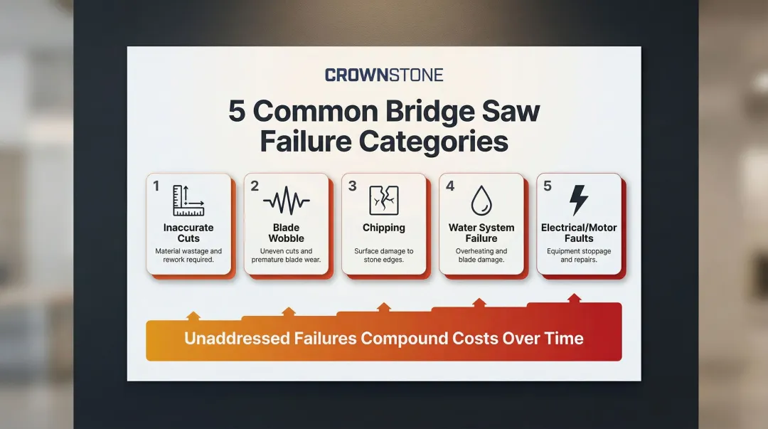 5 common bridge saw failure types with escalating repair cost consequences