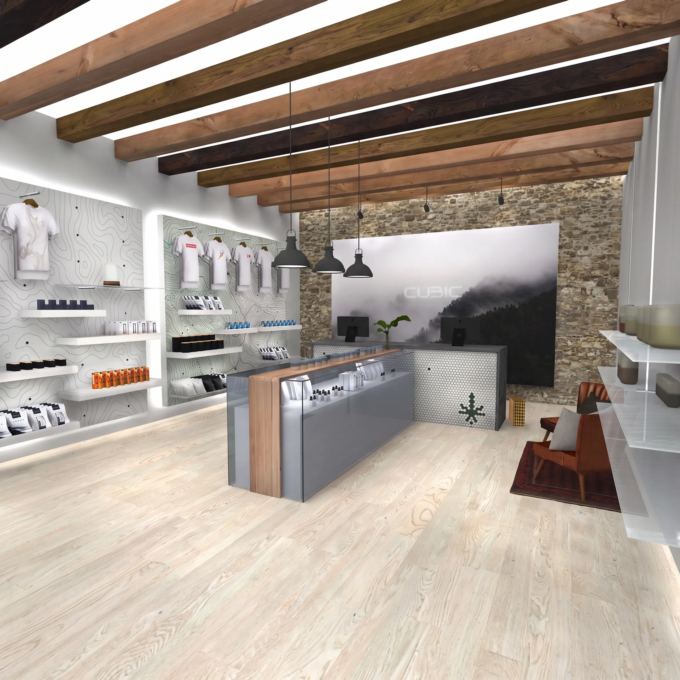 Custom retail displays and precision store fixtures in a modern retail showroom setting
