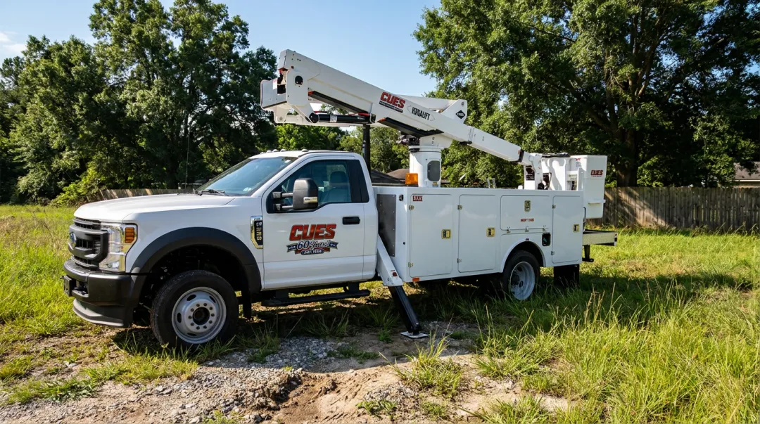 Ford F-550 chassis cab upfitted with Versalift aerial bucket truck device