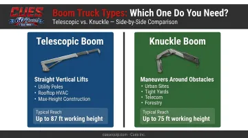 Telescopic versus knuckle boom truck types comparison with reach and use cases
