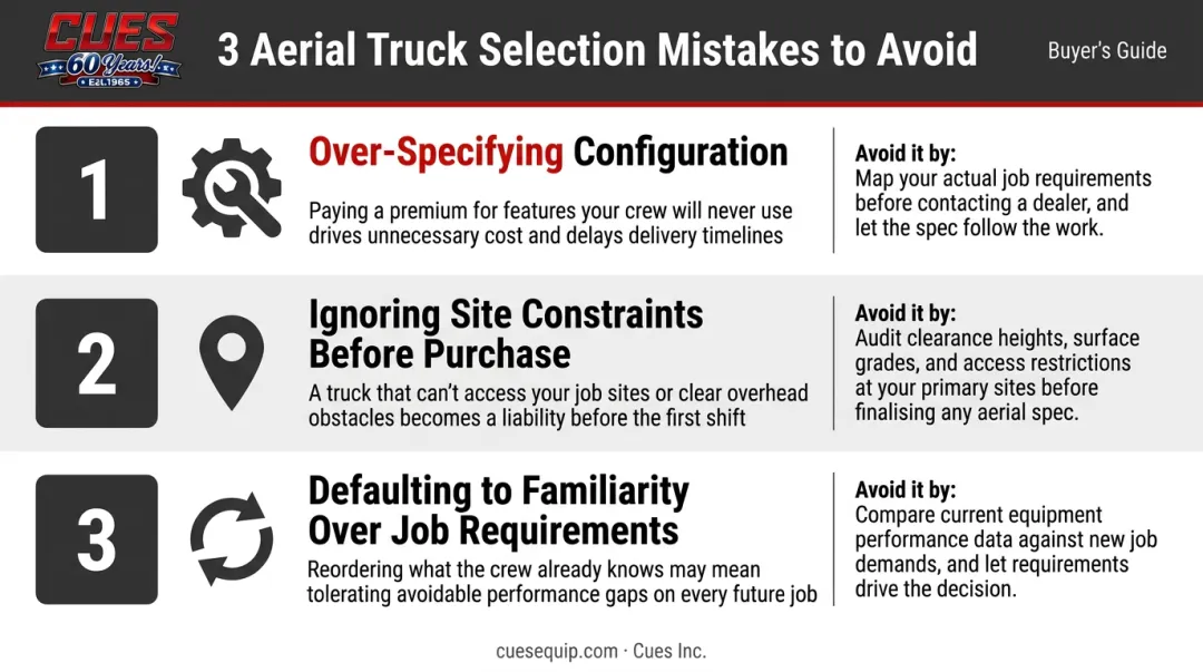 Three common aerial truck selection mistakes and how to avoid them infographic