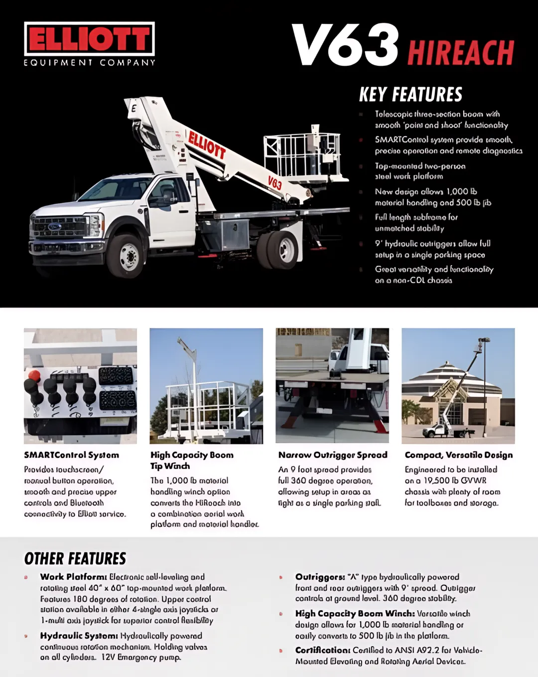 2025 Elliott Equipment V63 Sign/Lighting Bucket Truck 63' Working Height