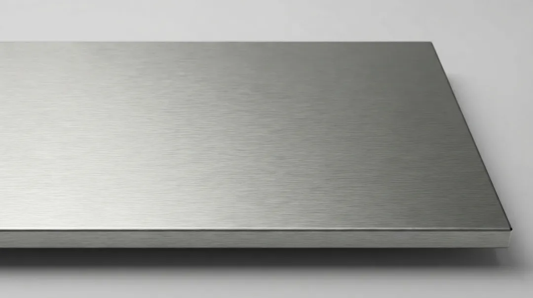 16-gauge stainless steel countertop panel showing brushed satin surface finish