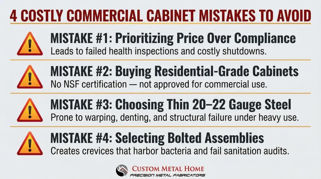 Four common commercial kitchen cabinet buying mistakes and compliance consequences