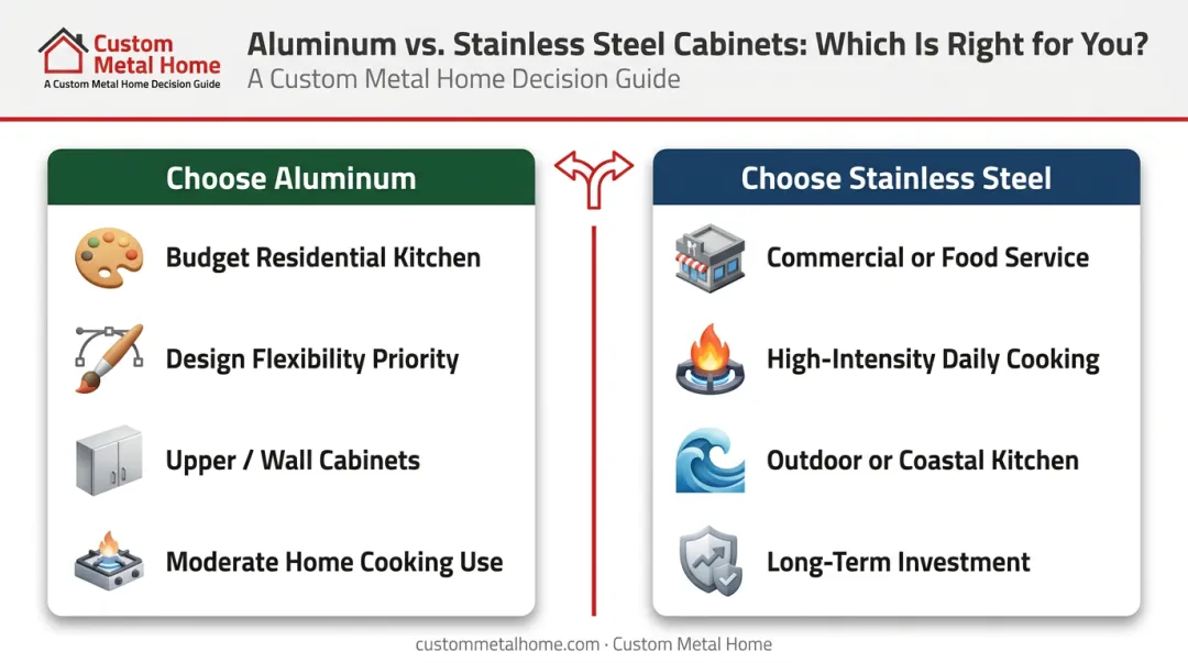 Decision guide choose aluminum or stainless steel kitchen cabinets by use case