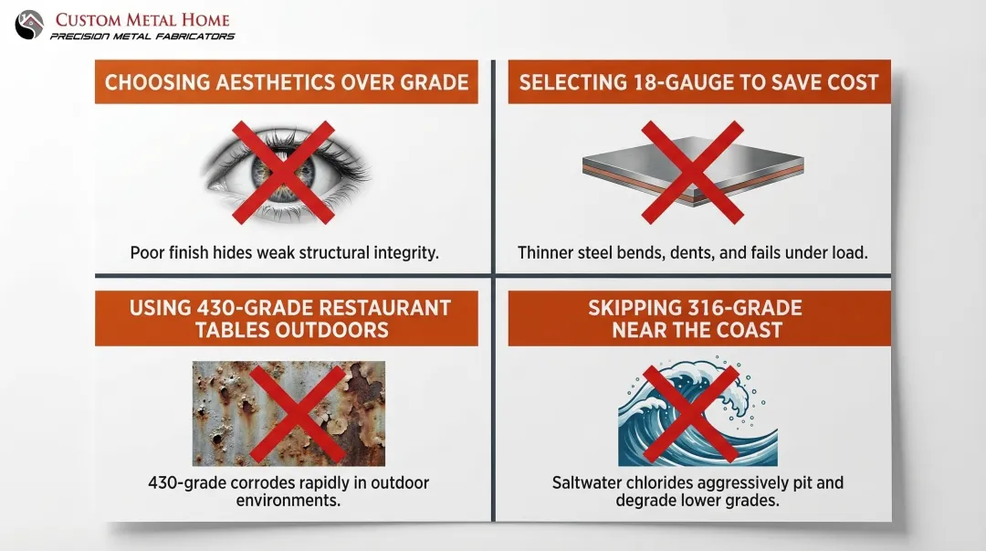 Four common outdoor stainless steel countertop buyer mistakes to avoid infographic