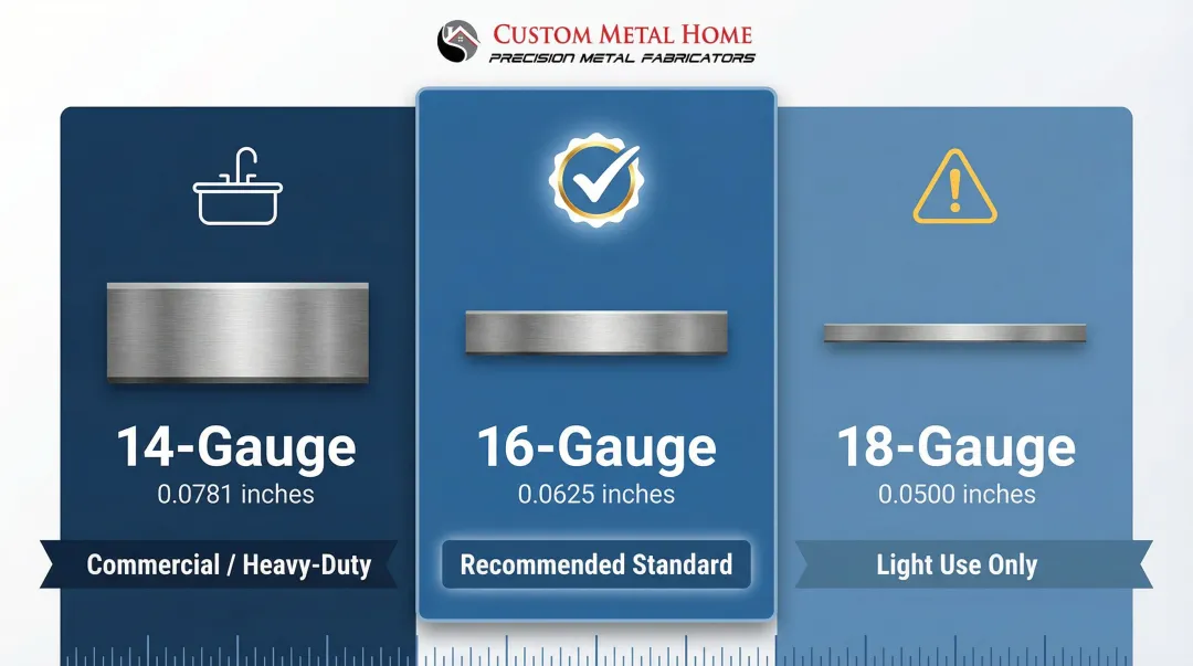 Stainless steel gauge thickness comparison chart for outdoor kitchen countertops