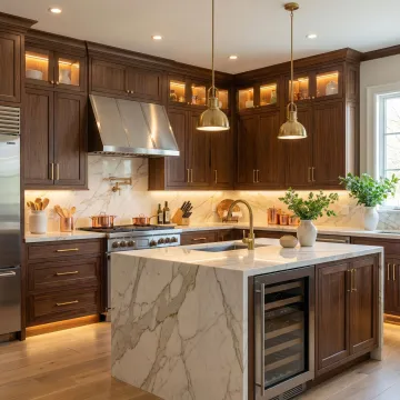 Luxury custom kitchen with floor-to-ceiling cabinetry and elegant finishes