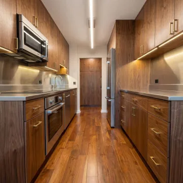 Custom-designed kitchen cabinets installed in a modern home interior