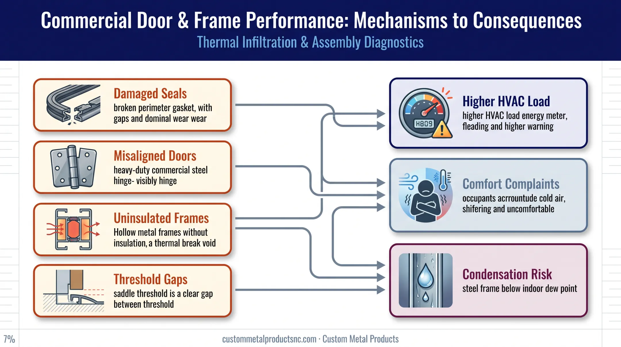 Thermal door failure mechanisms and resulting building performance consequences