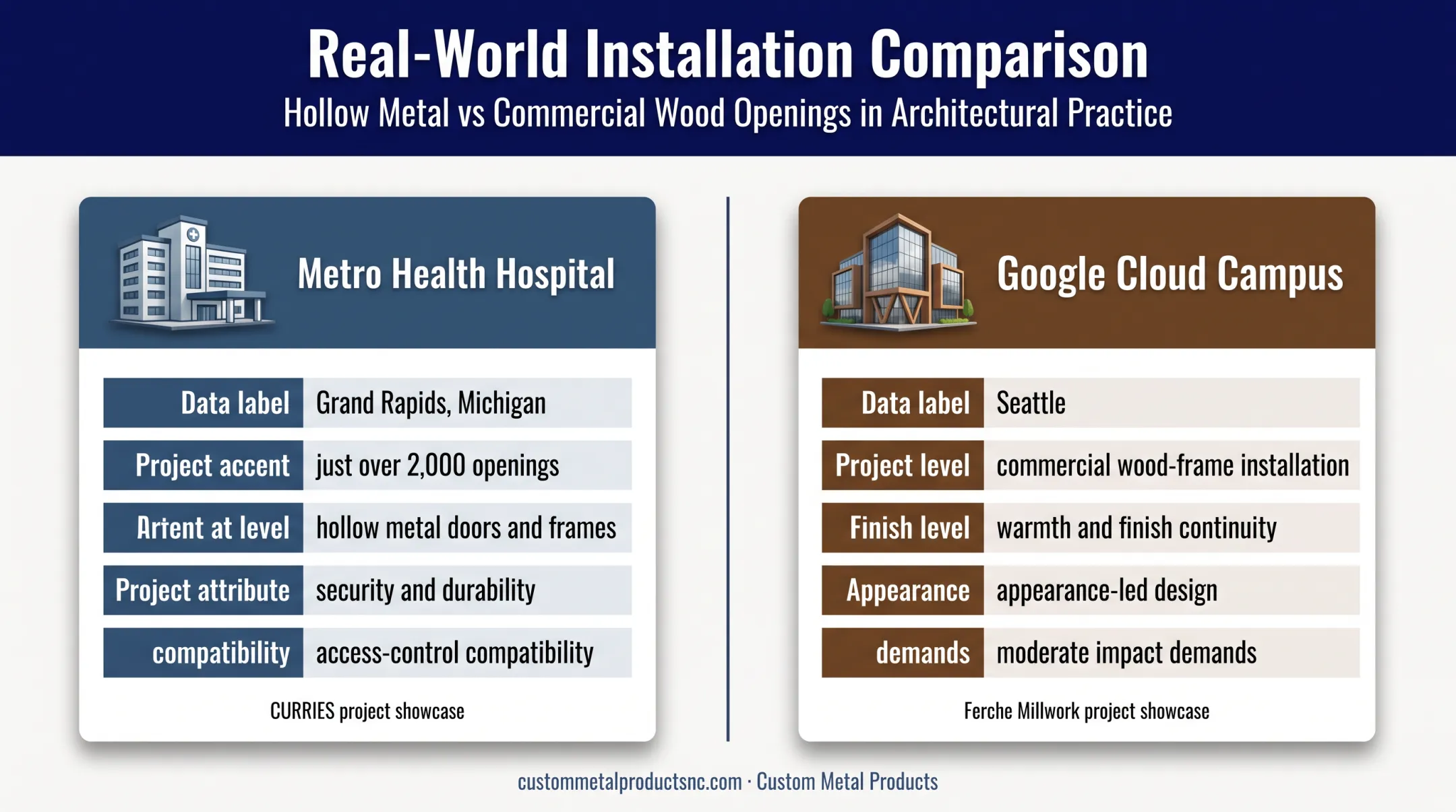 Hospital steel frames versus office campus wood frames comparison