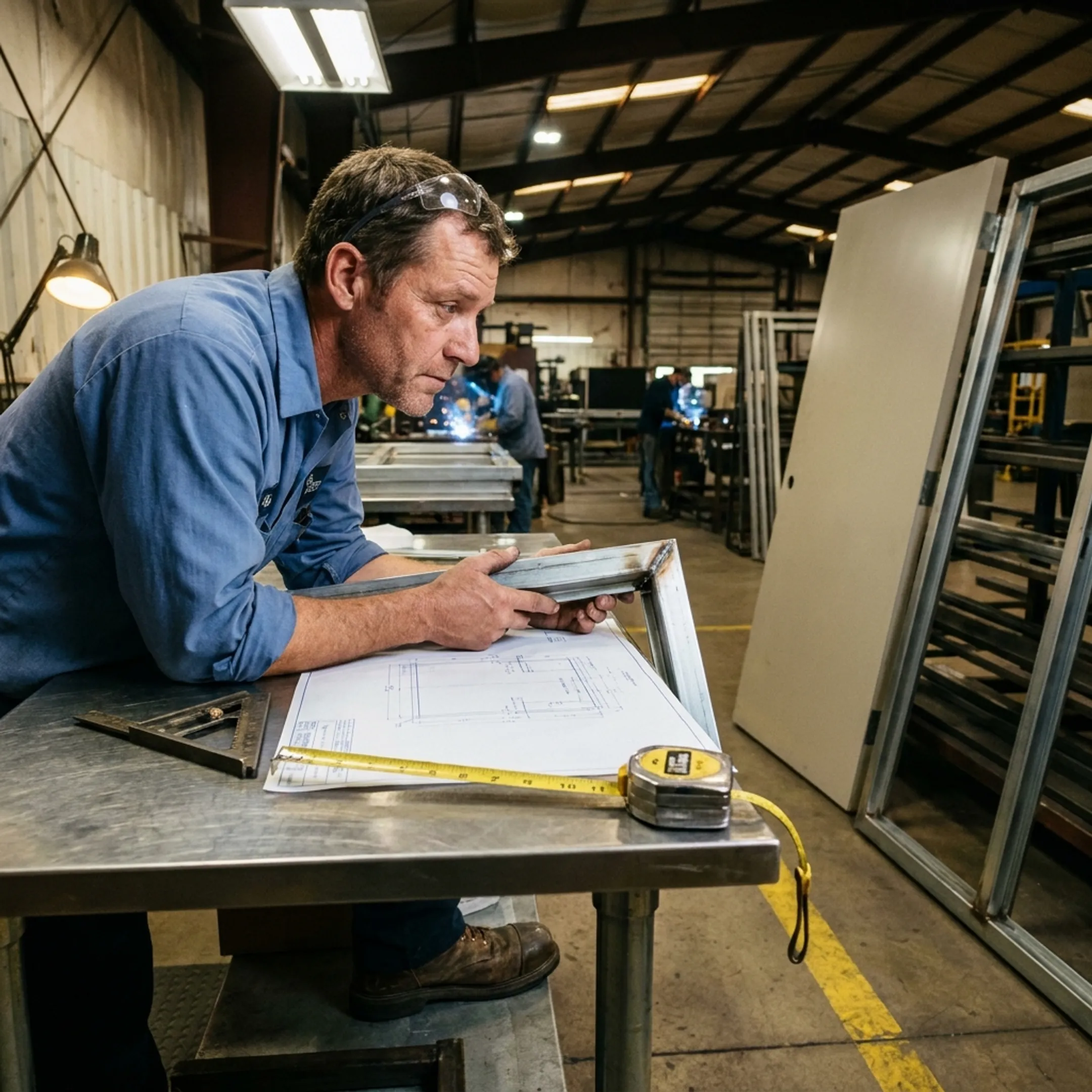 Custom hollow metal door and frame solutions being reviewed for a commercial project