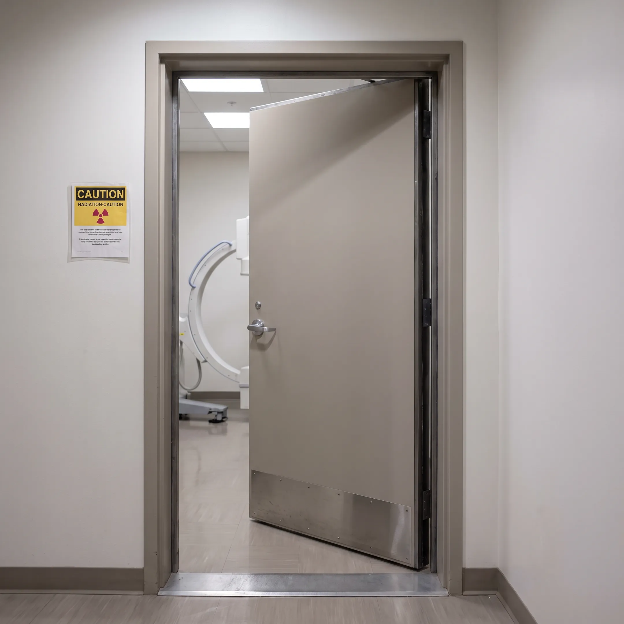 Healthcare facility radiation shielding door
