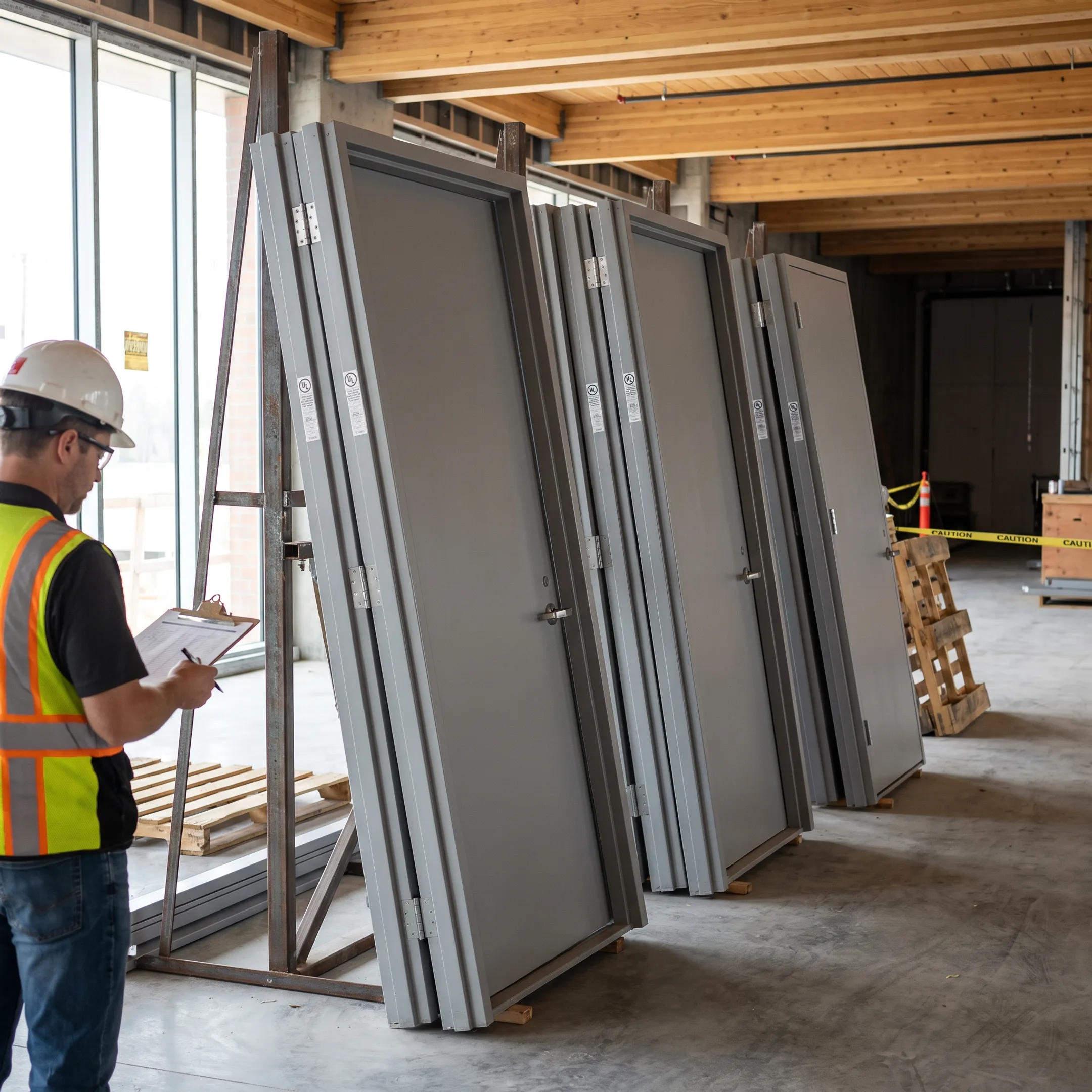 LEED-compliant construction steel doors
