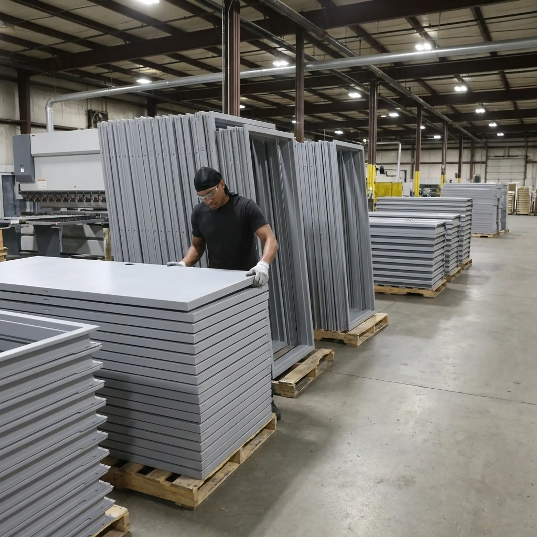 Commercial hollow metal doors and frames prepared for delivery to a Cleveland construction project