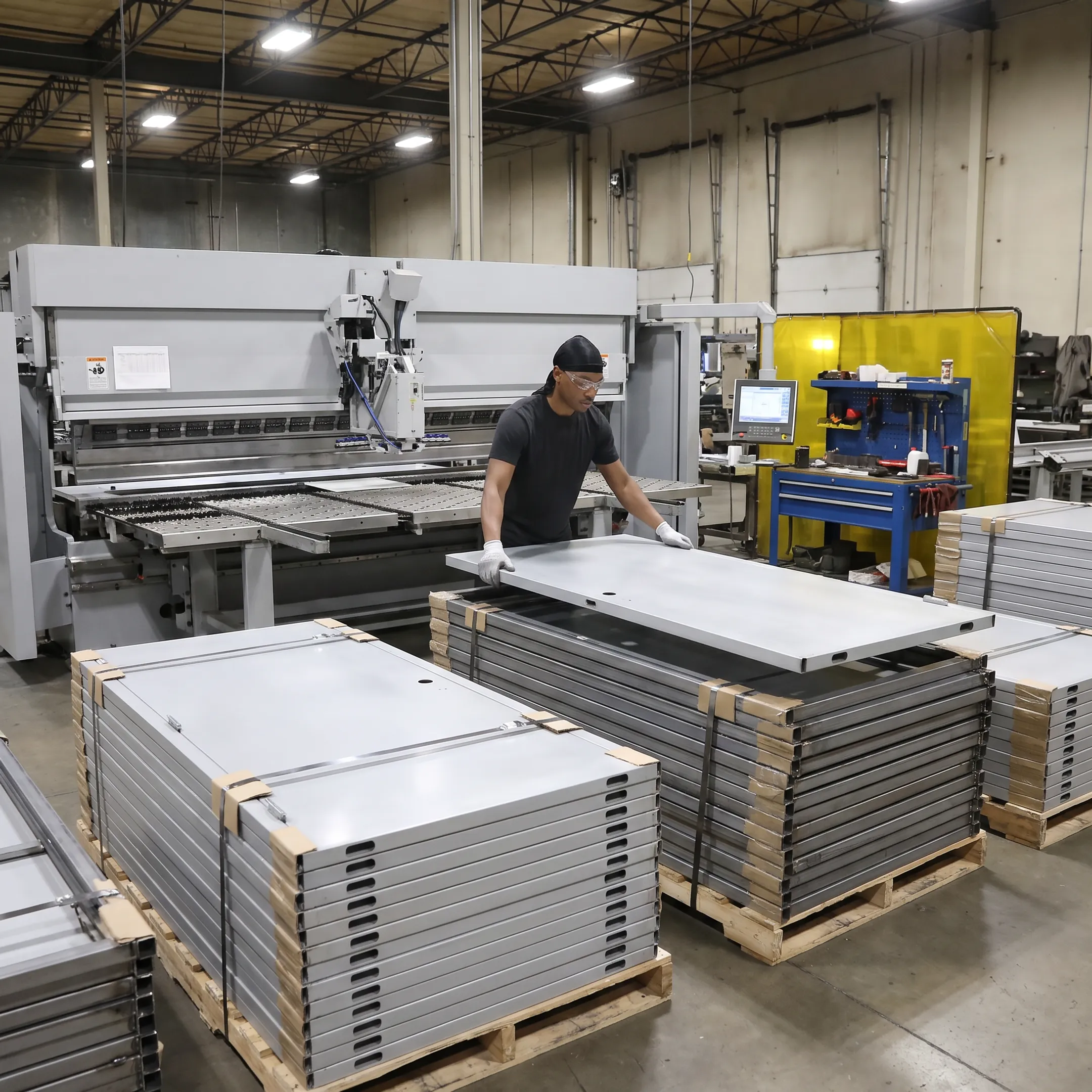 Custom hollow metal doors and frames being prepared for commercial delivery