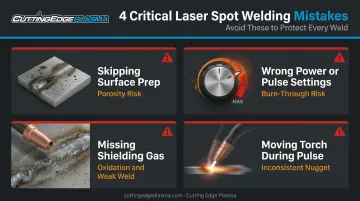 Four common laser spot welding mistakes causes and prevention tips infographic