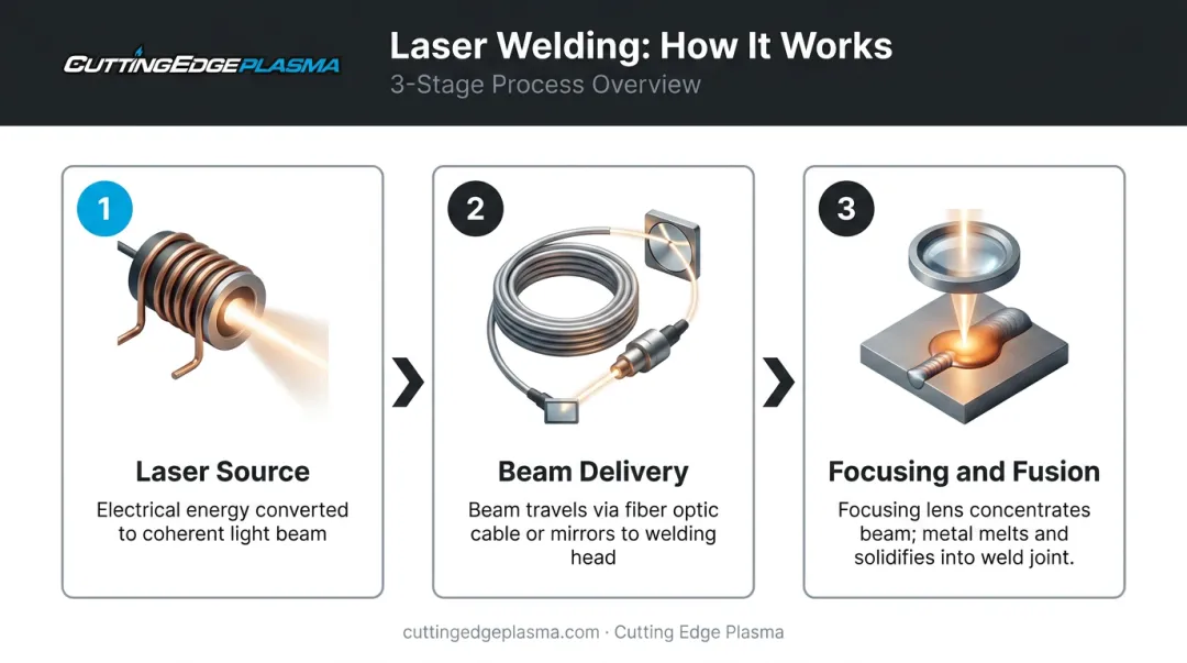 Three-stage laser welding energy conversion process flow diagram