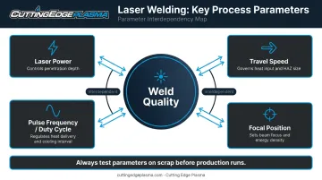 Four key laser welding parameters interdependency diagram for stainless steel