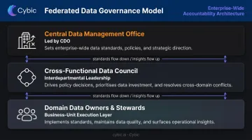 Federated banking data governance model three-tier structure diagram