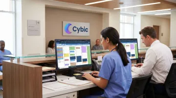 Hospital front desk scheduling workflow showing patient appointment management system