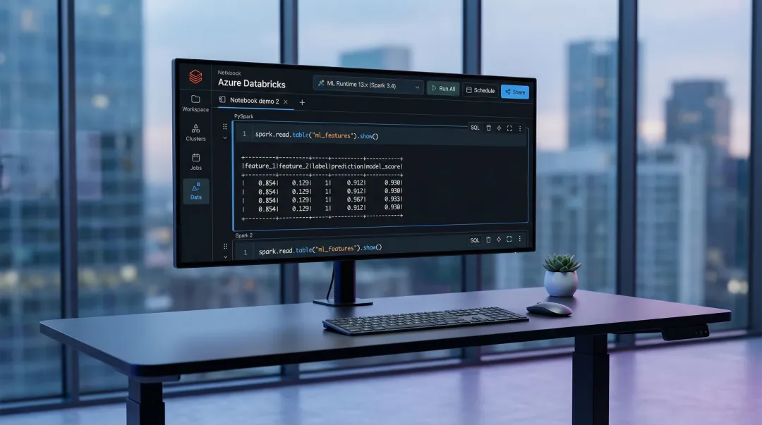 Azure Databricks collaborative notebook interface showing Spark data science workflow
