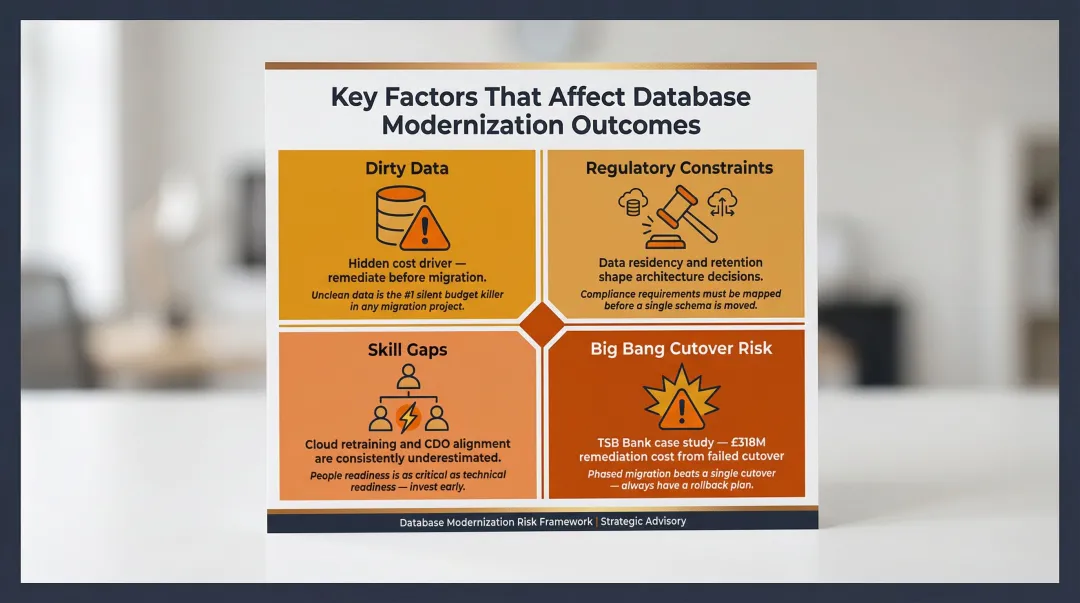 Four critical risk factors affecting financial database modernization program success