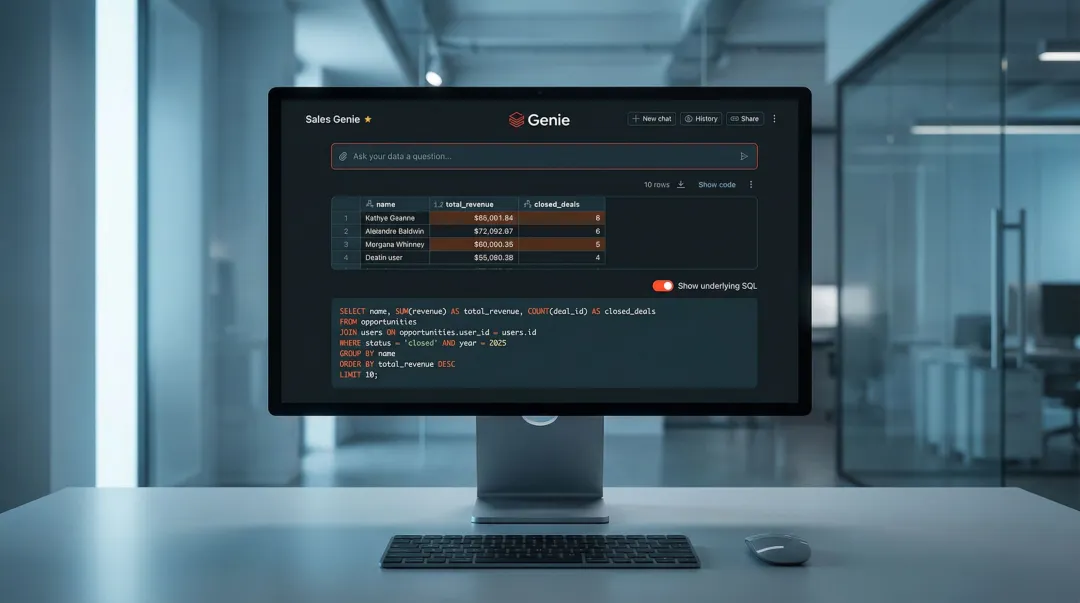 Databricks Genie conversational AI interface querying enterprise data with natural language