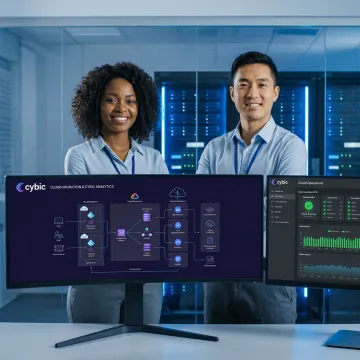 Enterprise application modernization — engineers transforming legacy systems into cloud-ready architecture
