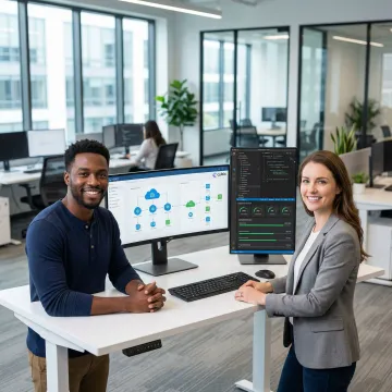 Full stack software developers working on cloud-based enterprise application architecture