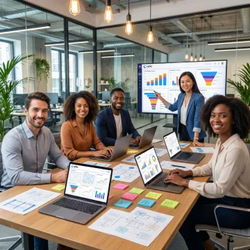 Enterprise team collaborating on Power BI dashboard design and data integration process